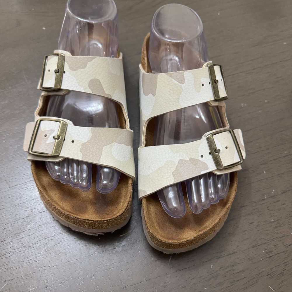 Birkenstock Men's Cream Camo Double Buckle Sandals